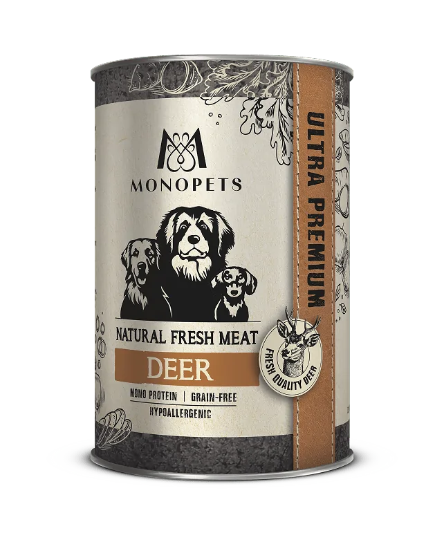 Hypoallergenic grain-free canned food with fresh deer